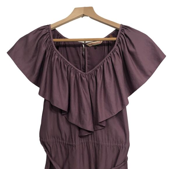 Rebecca Taylor Purple V Neck Ruffle Collar mini dress SIZE 2 - Picture 3 of 7